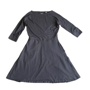 TOAD & CO. Brown A-Line Organic Eco Stretch Dress Small 3/4 Sleeve Short Pockets